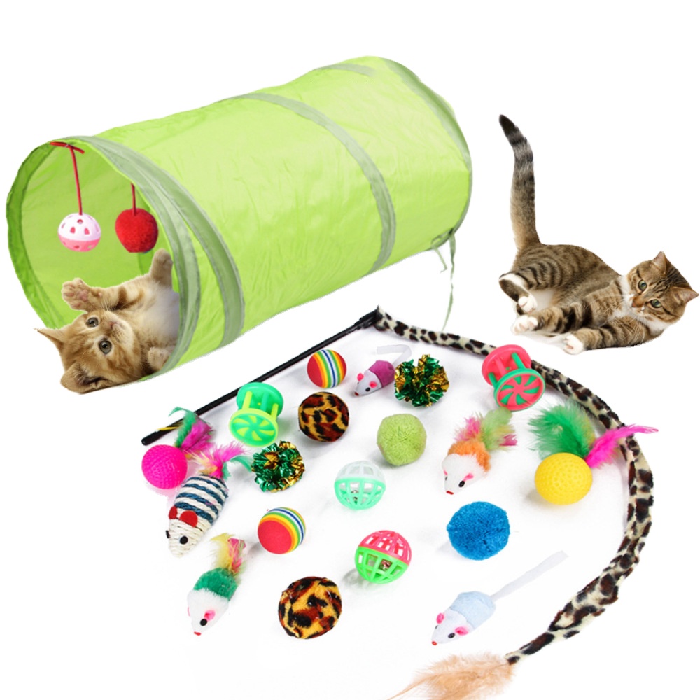 Wand Chaser Wand Teaser Feather Interactive 28 Packs Cat Tunnel Toys Set