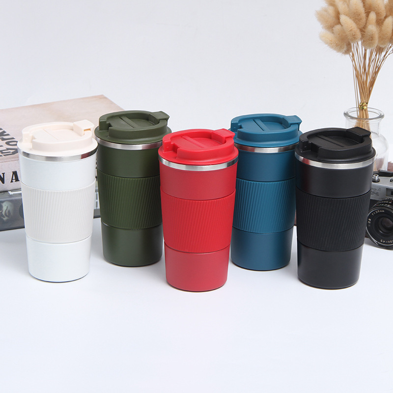 New 304 Stainless Steel Silicone Coffee Vacuum Portable Tumbler Car Mark Cup Gift Customization