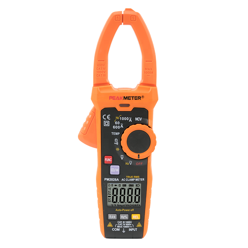 Цифровой зажим Peakmeter PM2028A MS2028A высшего качества ce Ом NCV ручной диапазон 1000 В ac dc trms измеритель частоты и температуры