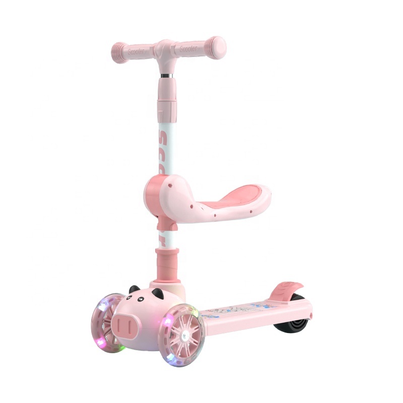 Girls foot kick scooter baby toy 3 in 1 3 wheel swing ride on kids scooters for kids children with led light
