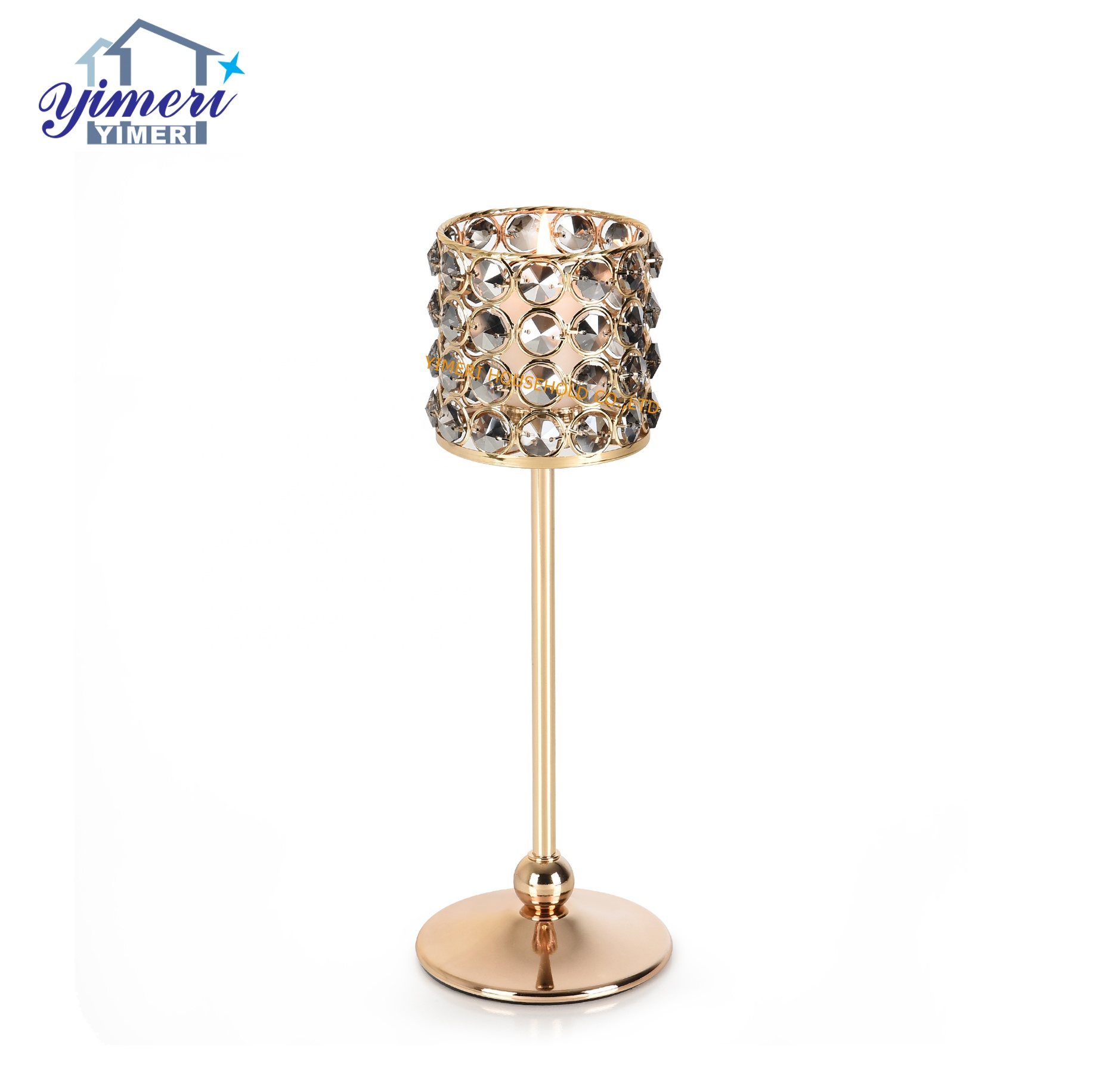 table decorations modern metal gifts crafts crystal candle stick holder for living room
