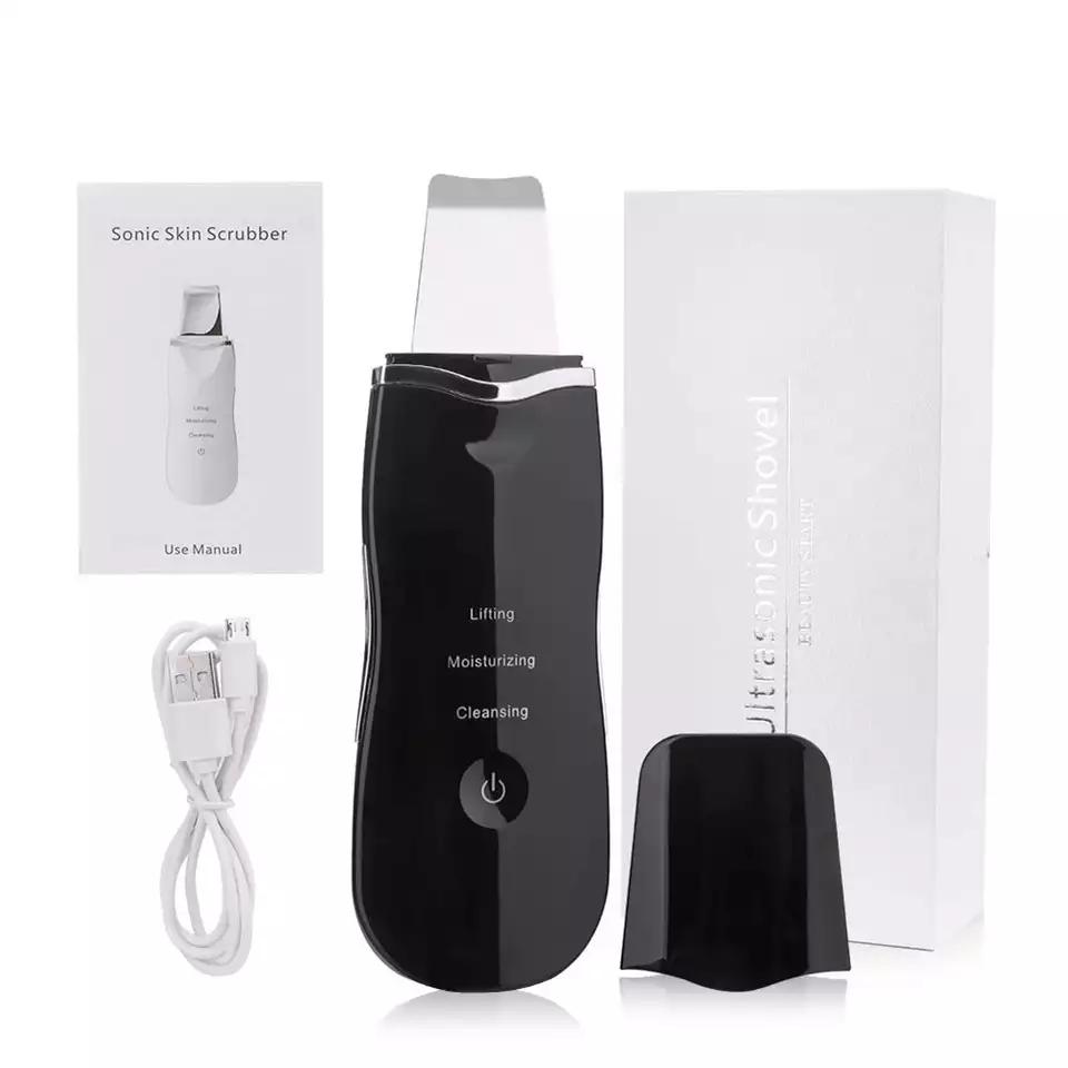 Ultrasonic Skin Scrubber Spatula Upgraded Blue-Light Blackhead Remover Pore Cleaner Face Facial Deep Cleaning Scraper