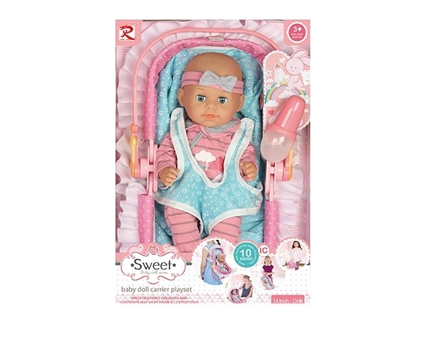 14 дюймов игрушки пить воду Пи Reborn baby doll с 10 звуков IC и корзина