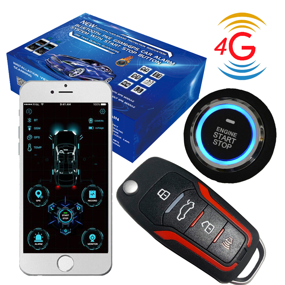 Умная бесключевая Система доступа Cardot 4G, запуск двигателя, остановка двигателя, дистанционный стартер автомобиля + сигнализация