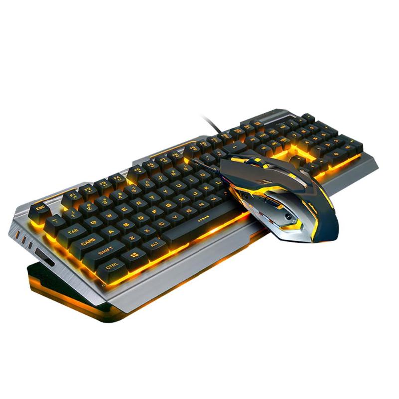 V1 USB Проводная эргономичная Механическая игровая клавиатура с подсветкой мышь набор клавиатуры мыши комбинированная для ноутбука настольного ПК