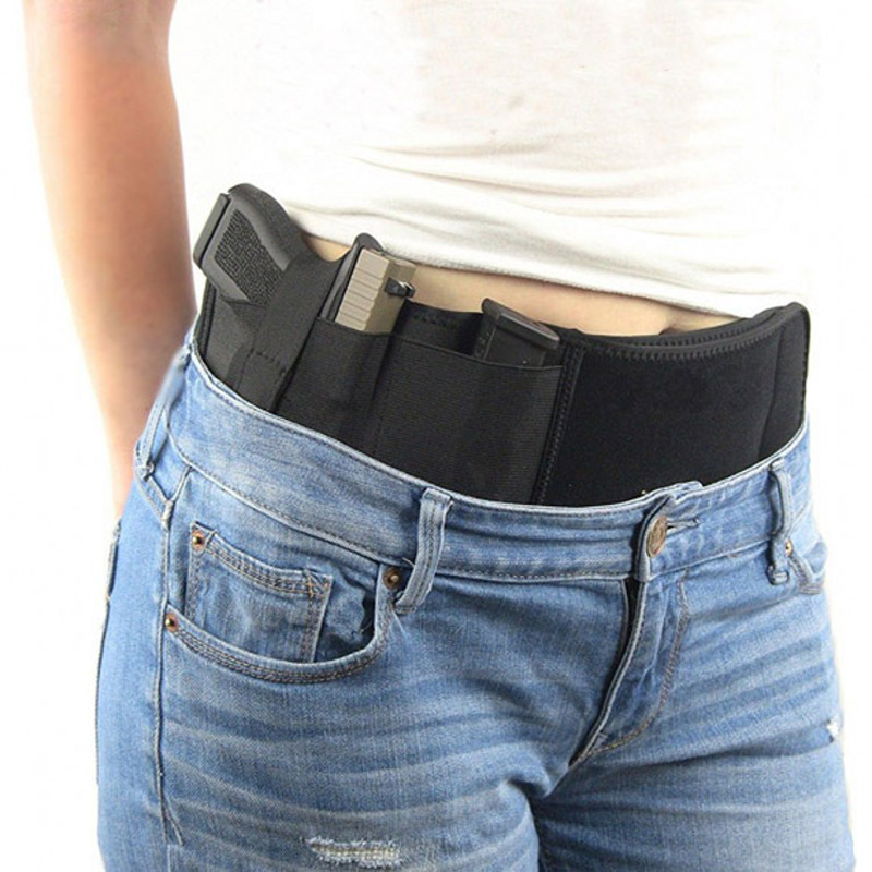 Factory Black Tactical Adjustable Neoprene Waist Band Handgun Holster Concealed Carrying for Pistol