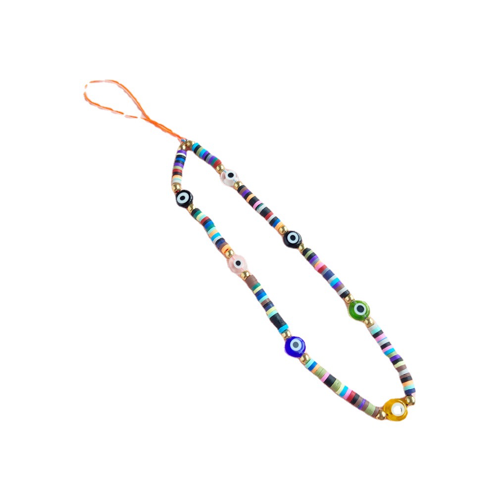 Acrylic Beaded Phone Lanyard Happy Face Bead Phone Wristband Beaded Wrist Strap Chain Bracelet