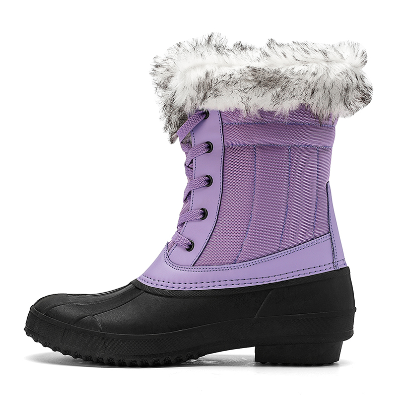 Waterproof Fur Winter Women's Boots Fashion Ladies Duck Boot Warm Leather Snow Boots