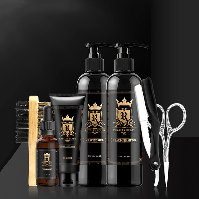 Custom logo oem beard growth kit natural organic beard oil beard kit for men grooming care gifts set