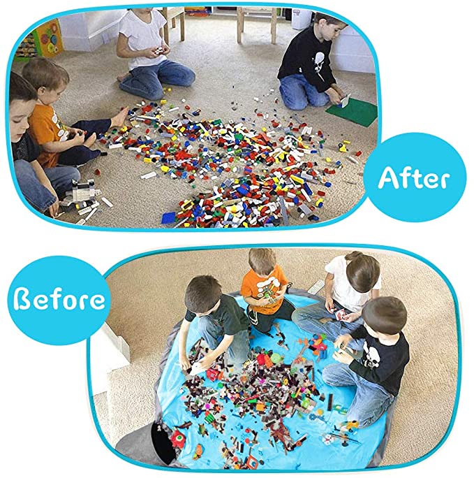 Portable foldable high quality large fabric drawstring children's toy storage bag play mat