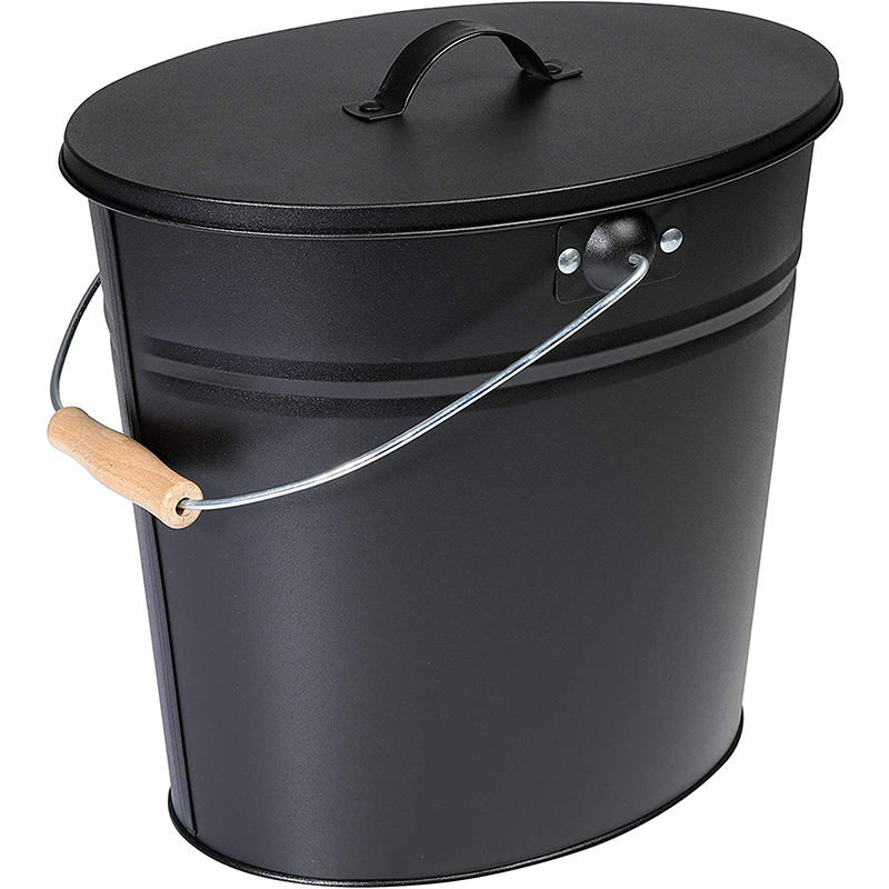 Black color metal ash bucket