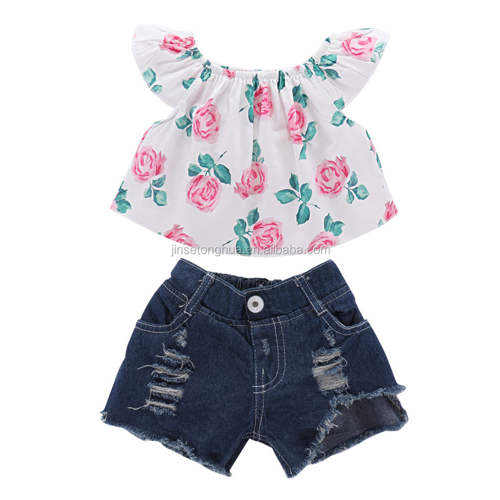 England Style Lotus leaf O-Neck Printed Floral Breathable Sleeveless Girls T-shirt