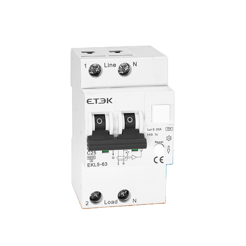 ETEK EKL5-63 6KA 1P + N 10A 30ma Тип AC RCBO выключатель остаточного тока с защитой от перегрузки по току, Одобрено CE