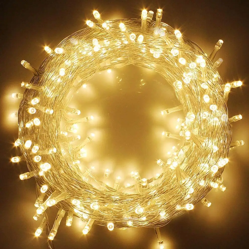 100 LED warm white Christmas lights EU plug 220V holiday fairy light 10 meters 8 modes twinkle string lights