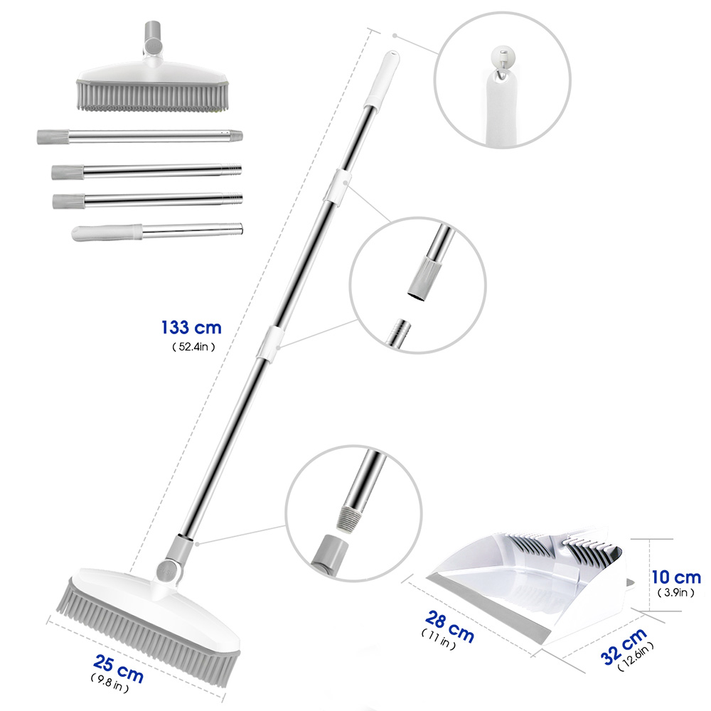 Masthome Customizable TPR material broom aluminum rod broom with dustpan set for housework