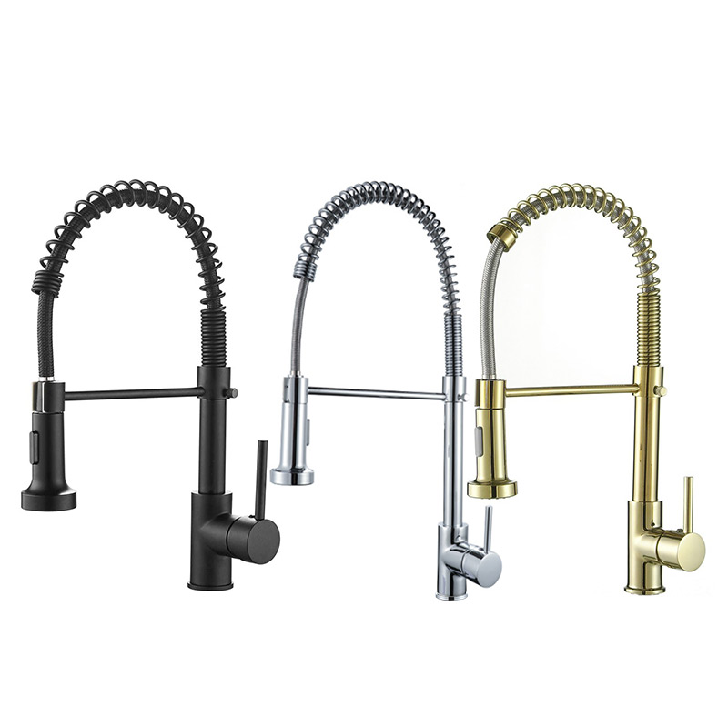 Wholesale Black Gold Taps Single Lever Mixers Pull Down Pull Out Kitchen Faucet