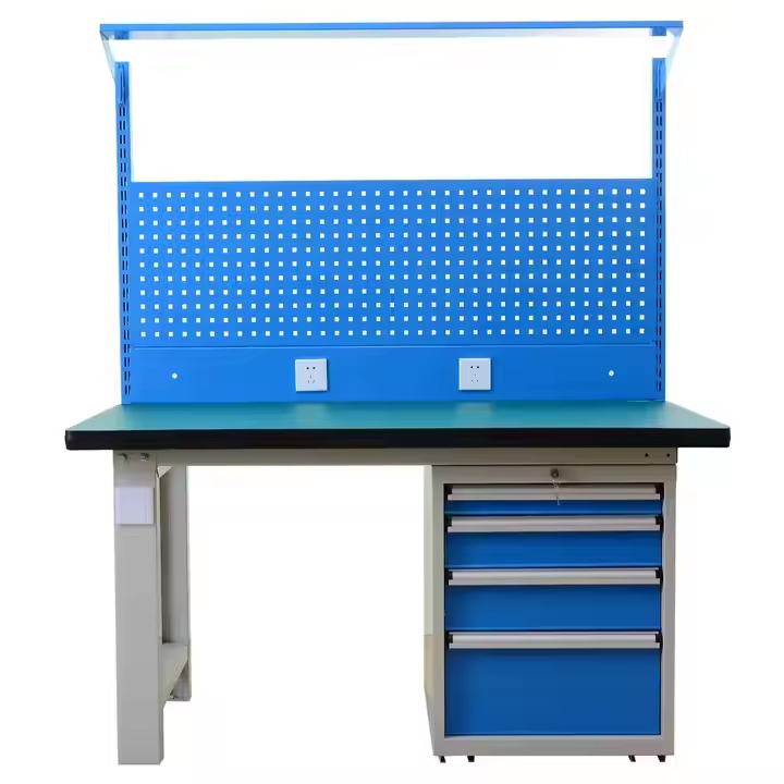 High Quality ESD Lab Bench Electronics Factory Steel Workbench Workshop Garage Metal Tool Workstation With Storage Cabinet