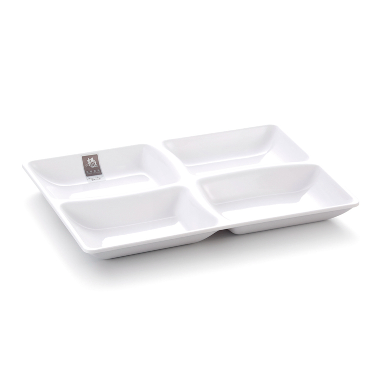 Fast food restaurant white melamine 4 compartment dinner plates