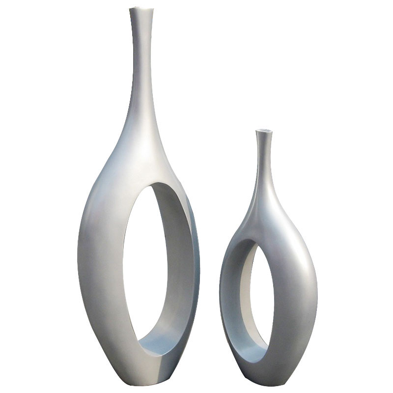 New design Decorative Light Weight Fiberglass resin Flower Vase Modern Style for Hotel and Villa Use