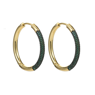 2021 Fashionable Gold Plated CZ Hoop Earring Cubic Zirconia Big Round Circle Hoop Earring For Girls