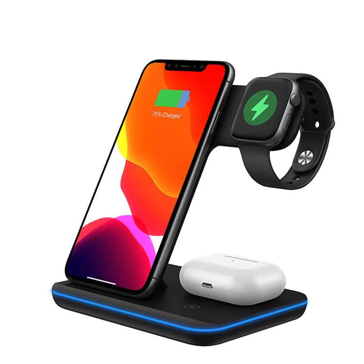 3 in 1 wireless charger mobile phone watch headset multi-function desktop vertical fast charge QI certification