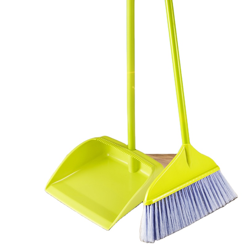 House Cleaning Accessories Pure Color 32cm Widen Broom Head Plastic Combo Broom And Dustpan With Handle Set