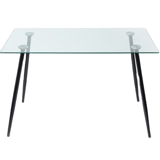 2021Top selling rectangular glass top dining tables with metal legs