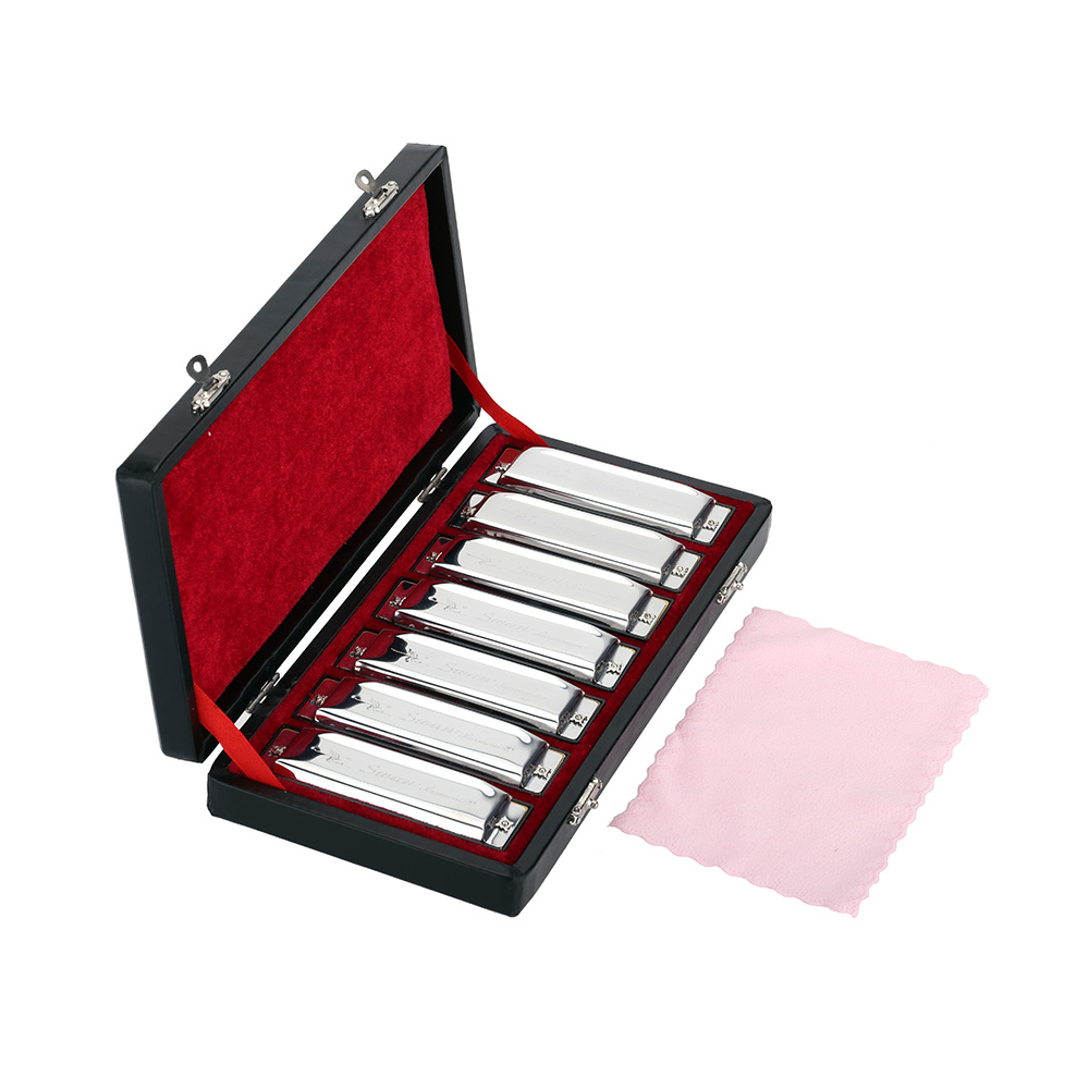 Swan Harmonica 10 Holes Harp Blues Harp Blues Diatonic Harmonica Set with 7 Piece (A-G) Exquisite Box