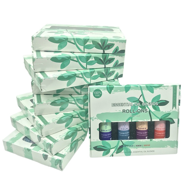 Private Label 10ml Roll on bottle Blend Essential oil set of 4 For Women Facial Massage Anti-aging With Roller Ball Bottle MSDS