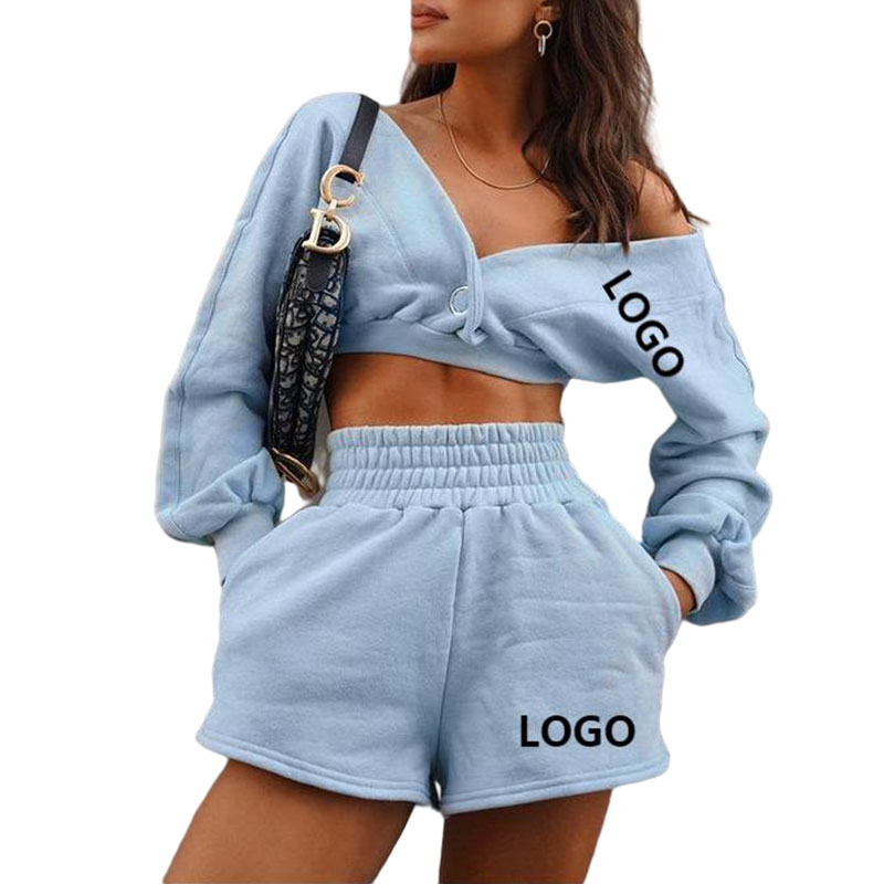 Organic Cotton And Pullover Sweatshirt Short Set Sexy Deep V Neck Oversized Zip Up Hoodies Womens Sweatshirts Women