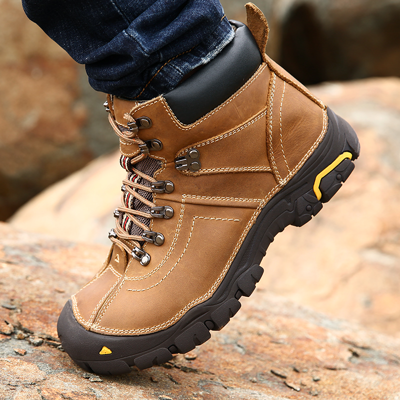 Custom Mountain Sepatu Autumn Winter Velvet High Cut Outdoor Men's Sports Shoes Waterproof Hiking Shoes Boots For Men