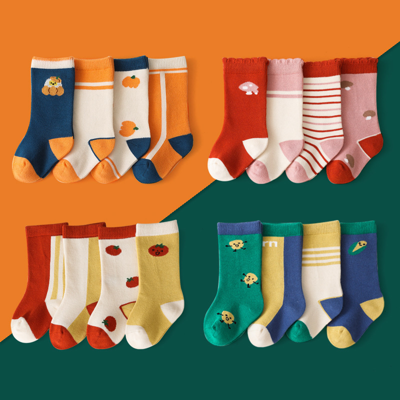 XUFANG 2021 Wholesale New Autumn and Winter Korea Combed Cotton Boys Socks Middle Tube Warm Kids Socks