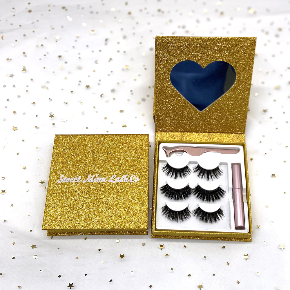 2021 new arrivals wholesale 3 pairs magnetic lashes private label vegan faux mink magnetic eyelashes with eyeliner