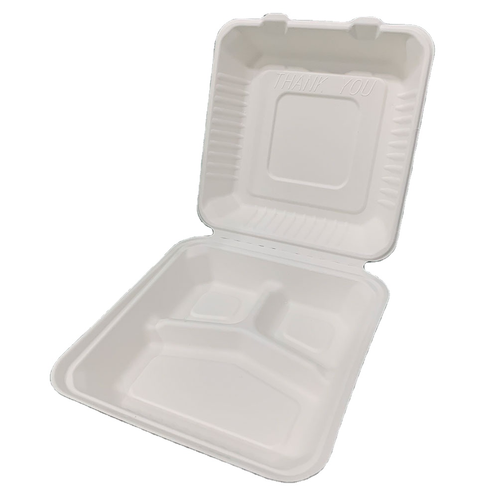 Biodegradable Compostable Sugarcane Clamshell Fast Food Packaging Box