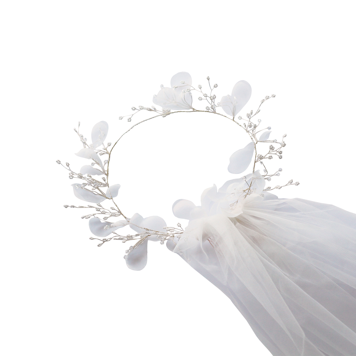 Wedding Veil Wreath Flower Crown Bridal Veils Elegant Fashion Jewelry Accessories for Women Bride Soft Yarn Romantic