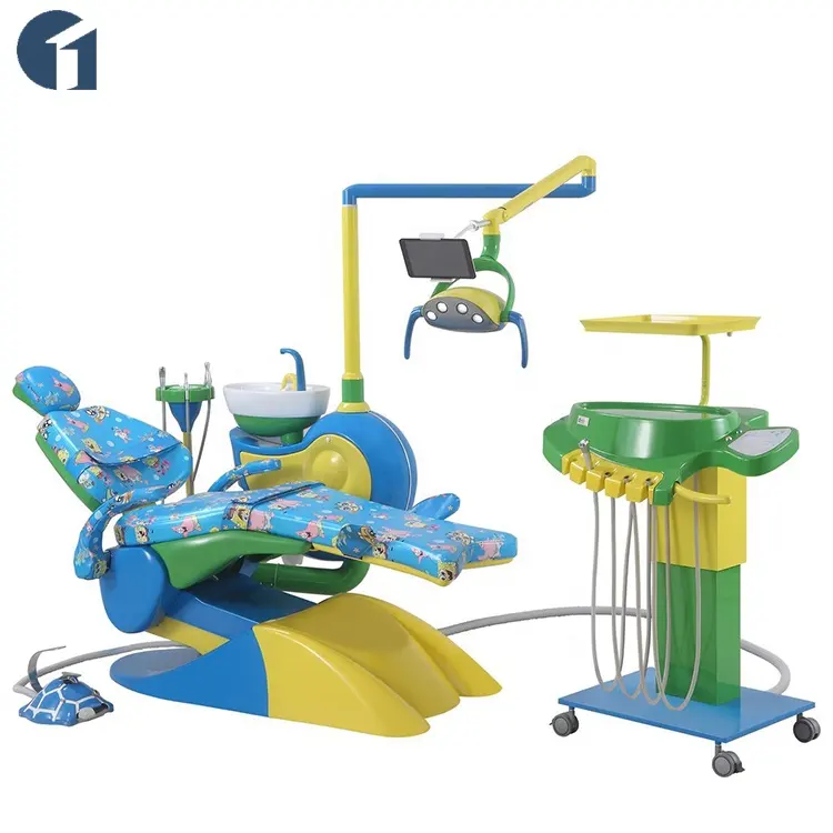 Pediatric dentist equipment special cartoon design child dental unit chair with mobile cart