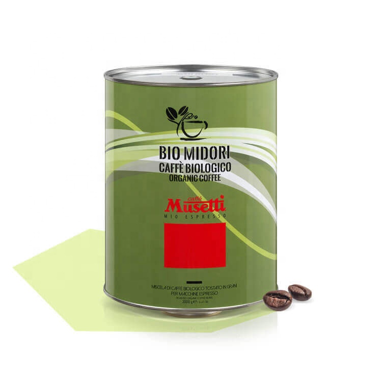 Органические средние кофейные зерна MIDORI 2 кг в оловянной банке, сертифицированный био-кофейный зерен