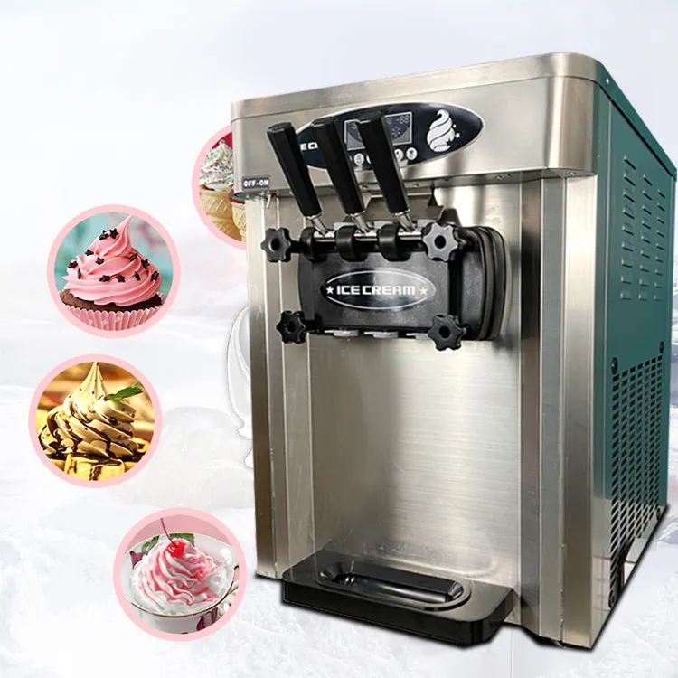 Fully Automatic Desktop 2+1 mixed Soft serve Ice Cream Machine Counter Mixed 3 Flavor With Stainless steel