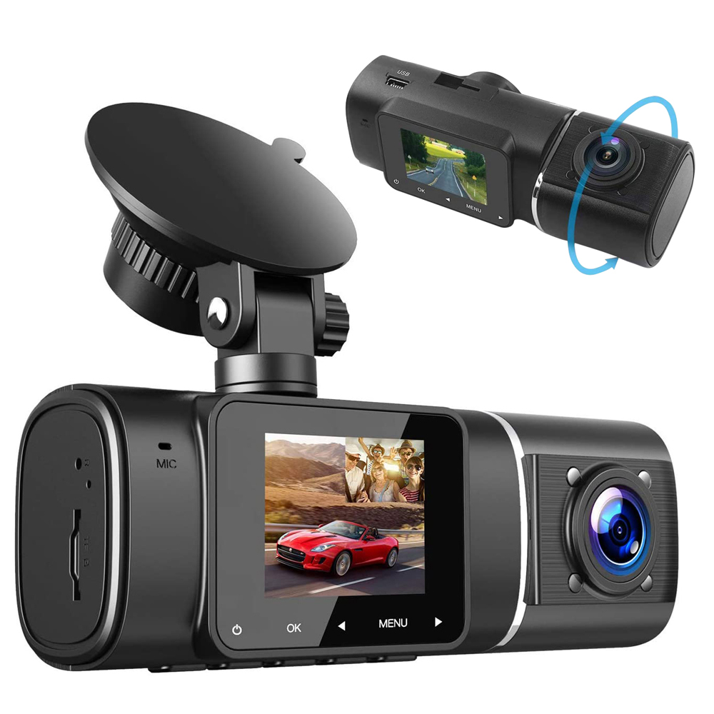 FHD 1080P Автомобильный видеорегистратор с двумя объективами, 1,5 дюйма, 140 градусов, ночное видение