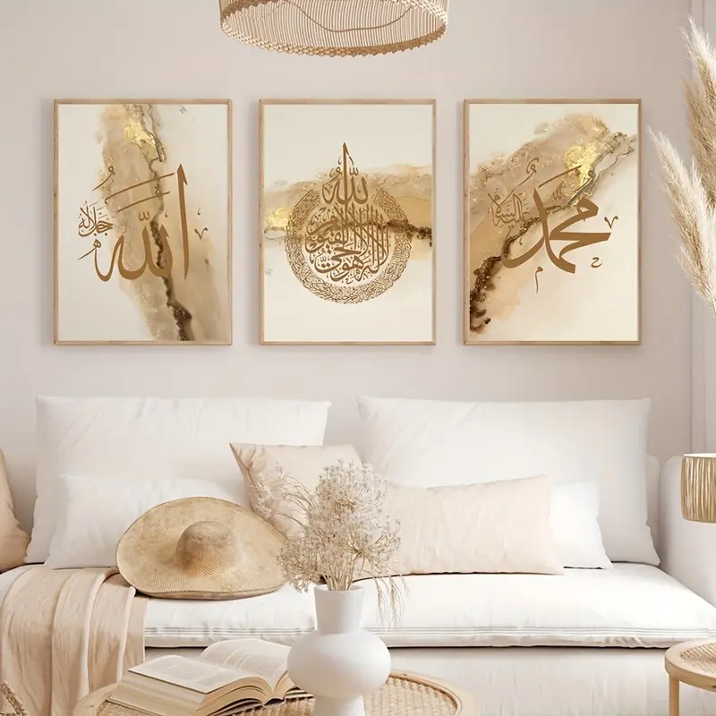 Islamic Eid Mubarak Crystal Porcelain Painting For Living Room Wall Art Islam Arabic Calligraphy Ramadan Glass Painting