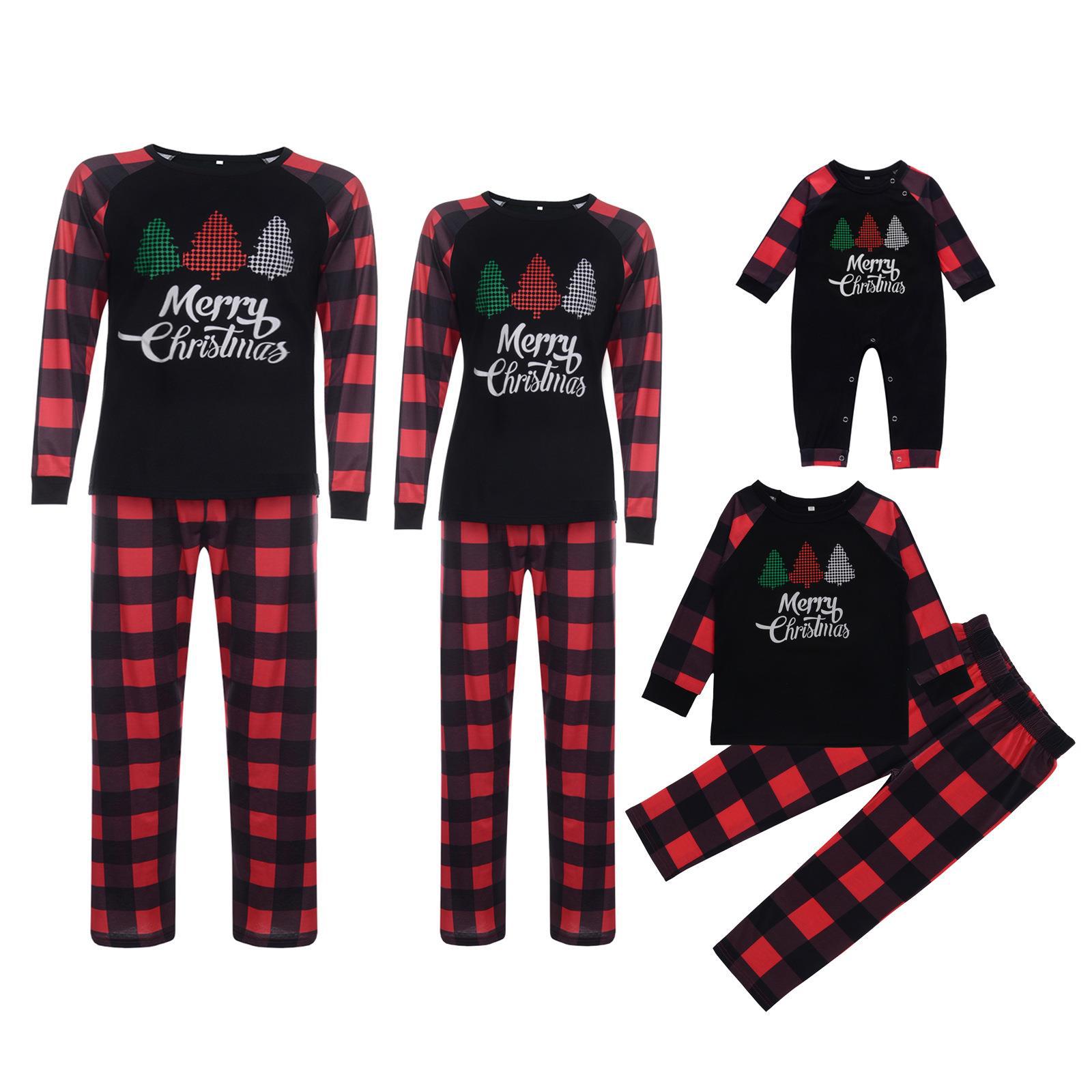 2021 Christmas Pants And Dress Sets Custom Printed Family Pajamas For Baby and Parents