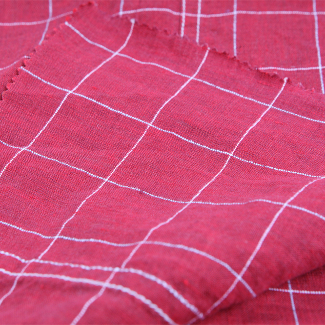 softer 95% linen 5%cotton fabric, 135 gsm, pure European flax, OEKO-Tex certified for garment & T-shirt, square check