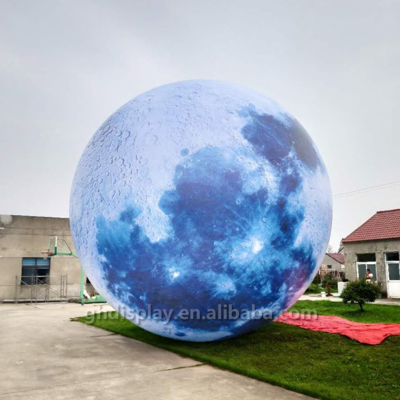 China custom pvc large giant inflatable mirror balls balloon LED lighted inflatable Hanging moon big moon