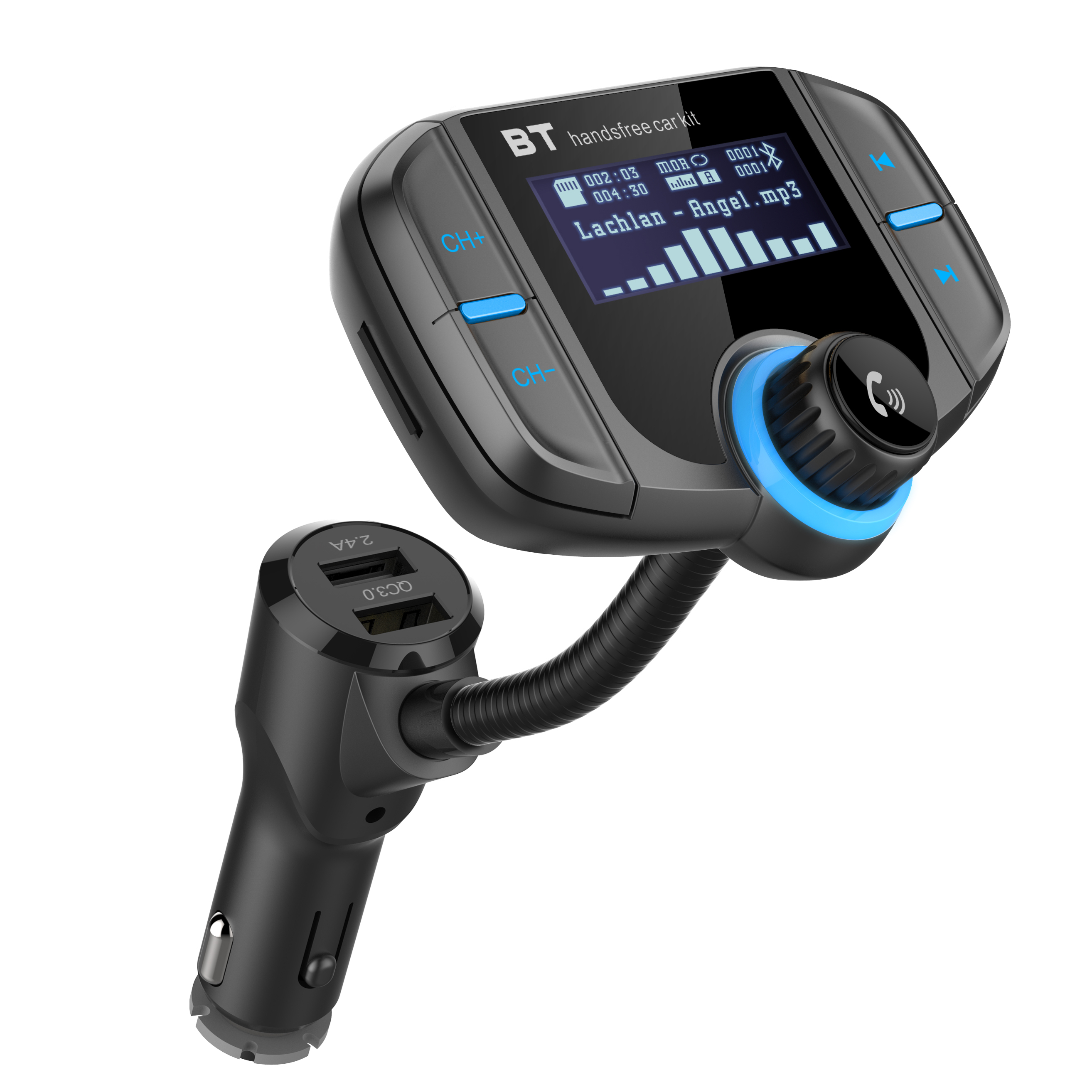 BT70 беспроводной BT V4.2 5 В/2.4A выход QC3.0 протокол Quick Charge автомобиля Bluetooth FM передатчик для автомобиля
