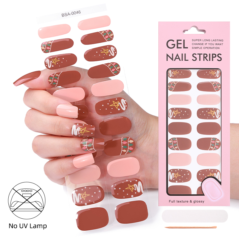 2024 New arrival Prompt delivery Large inventory no UV lamp baked fully cured gel nail stickers