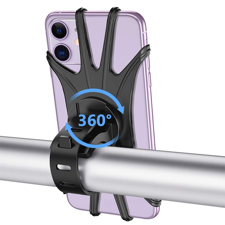 360 Rotation Silicone Mobile Phone Support Smartphone handlebar holder for bike