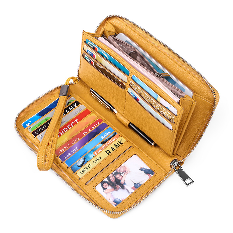 Soft Leather ladies Long wallet bag female luxury Multiple card slots money bag rfid coin purse wallets women