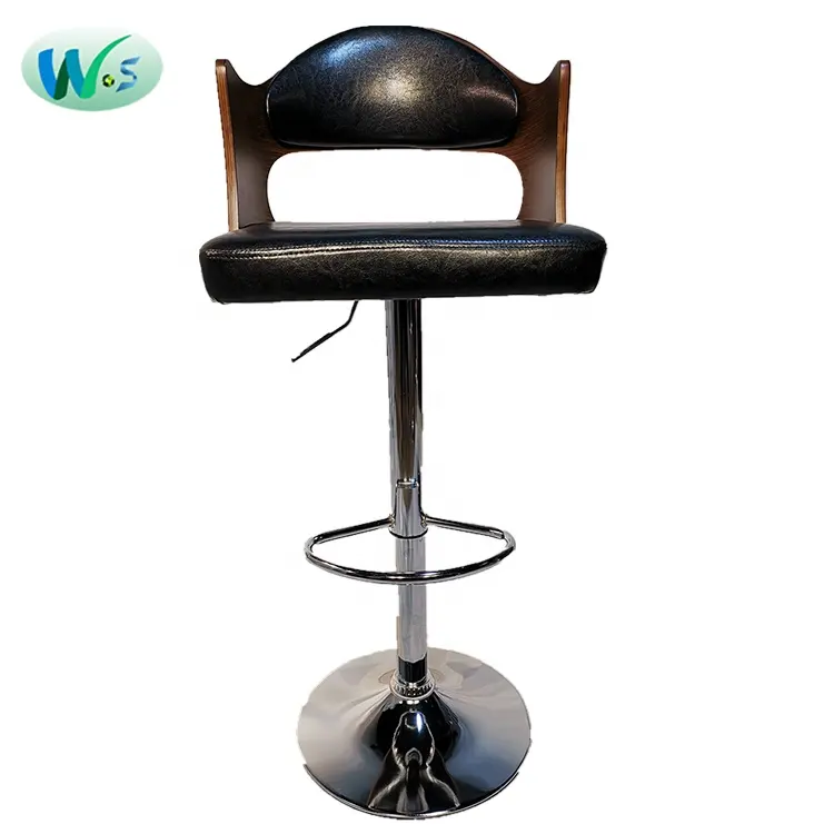 WSS 87333 bar chair adjustable height with back wooden bar chairs black cushions round kitchen bar stool chairs kitchen tall