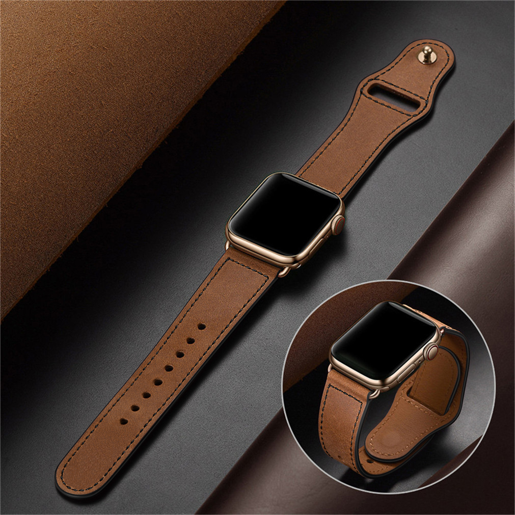 2020 новейший ремешок из натуральной кожи для Apple Watch, 44 мм новейший Двухслойный Кожаный ремешок для часов