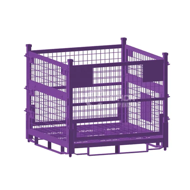 Heavy duty stacking folding wire mesh stillage metal pallet cage steel storage container